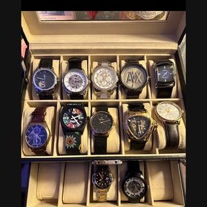 Various watches and case.
